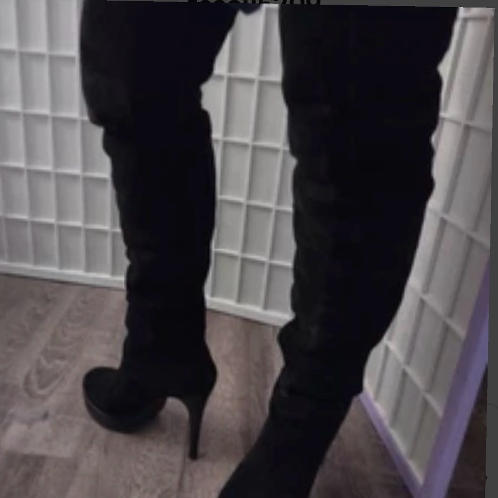 BCBGeneration Black Suede Over-the-Knee Stiletto Boots
